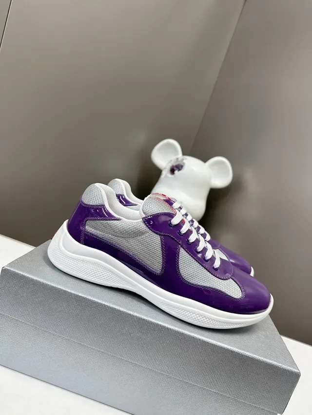 Prada Roxo Prata Brilhante Verniz Malha Painel Tênis Lifestyle 2