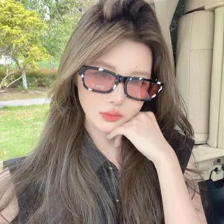 Prada Spotted Black and White Rectangular Sunglasses