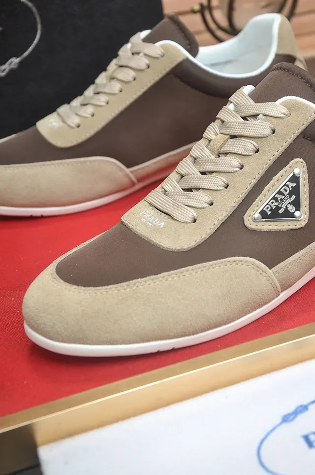 Prada Two-Tone Suede and Leather Lifestyle Sneakers 3
