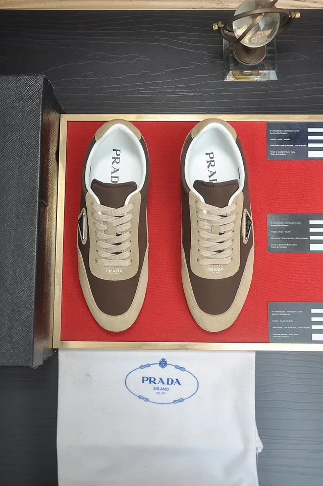 Prada Two-Tone Suede and Leather Lifestyle Sneakers 5
