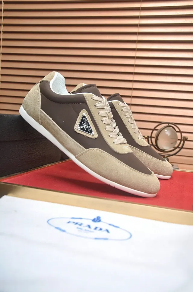 Prada Two-Tone Suede and Leather Lifestyle Sneakers 6