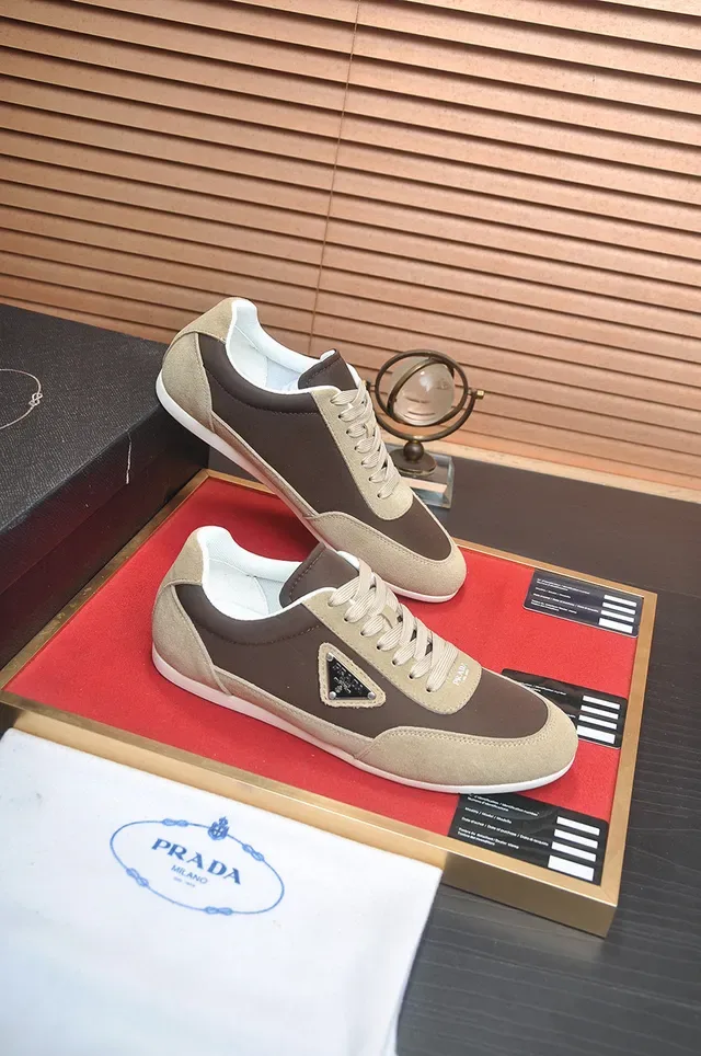 Prada Two-Tone Suede and Leather Lifestyle Sneakers 8