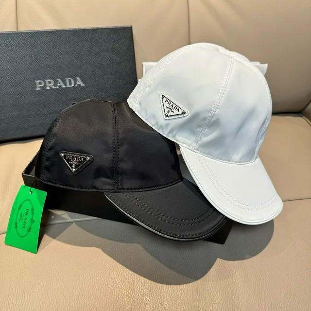 Prada White Structured Six-Panel Smooth Nylon-Like Fabric Baseball Cap 2