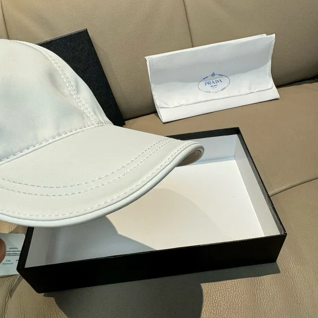 Prada White Structured Six-Panel Smooth Nylon-Like Fabric Baseball Cap 5