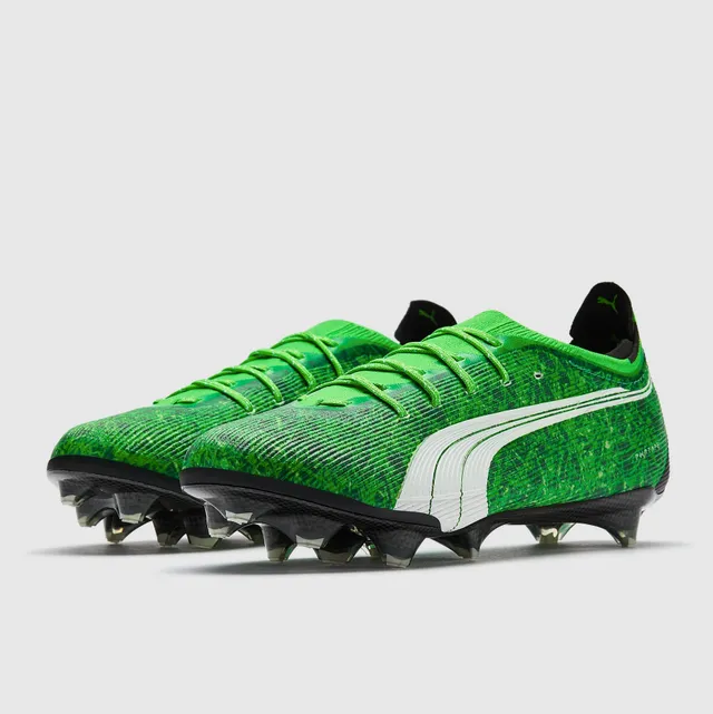 Puma Future Z Verde Branco Parte superior tricotada Padrão texturizado de grama Campo firme Sapatos de futebol 2
