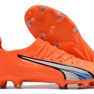 Puma Future Z Orange Blue Low-Cut Knit Upper Asymmetric Lacing Firm-Ground Soccer Shoes