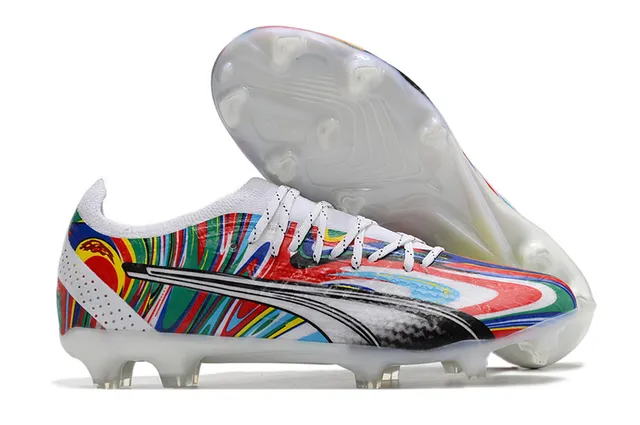 Puma Future Z Chaussures de football orange bleu à empeigne en knit de coupe basse lacets asymétriques pour terrain ferme 9
