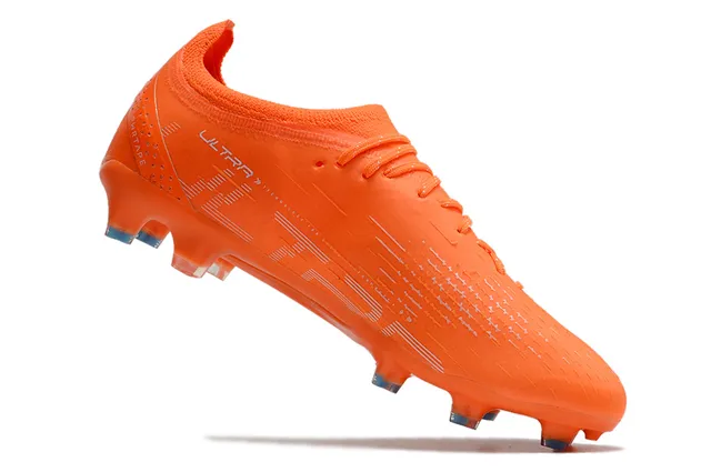 Puma Future Z Chaussures de football orange bleu à empeigne en knit de coupe basse lacets asymétriques pour terrain ferme 11