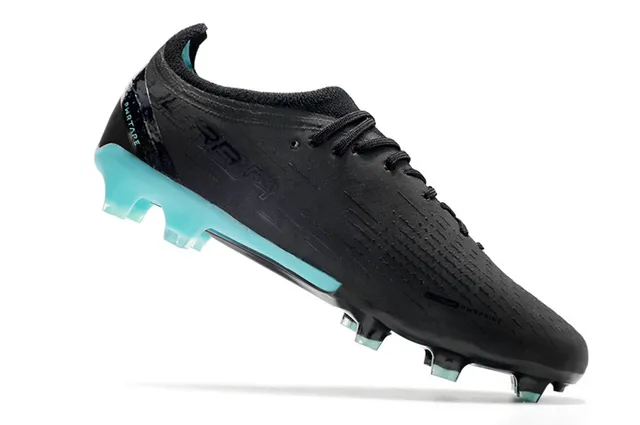 Puma Future Z Chaussures de football orange bleu à empeigne en knit de coupe basse lacets asymétriques pour terrain ferme 23