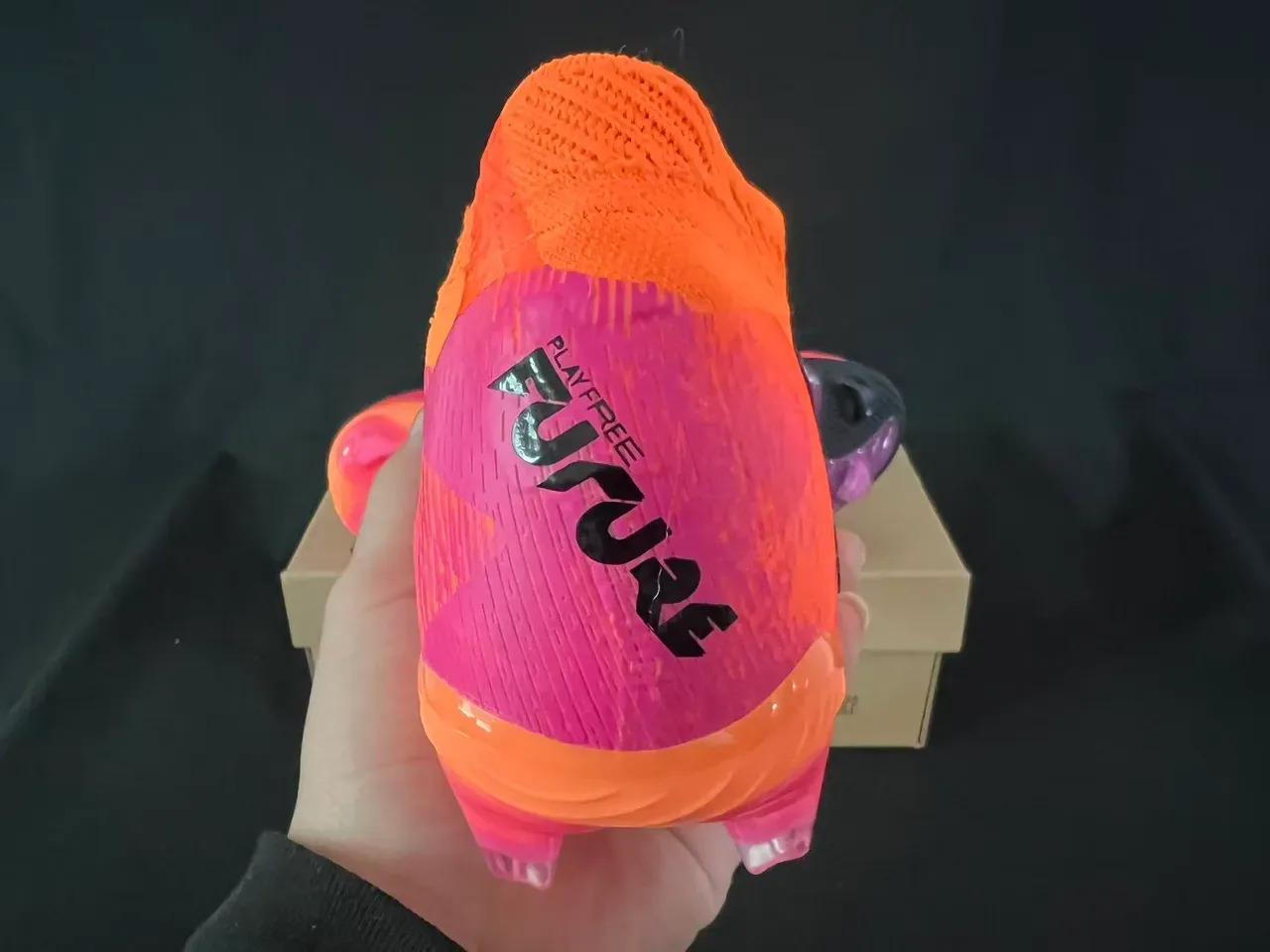Puma Future Z Orange Purple Knit Upper High-Cut Sock Collar Firm-Ground Soccer Shoes 3