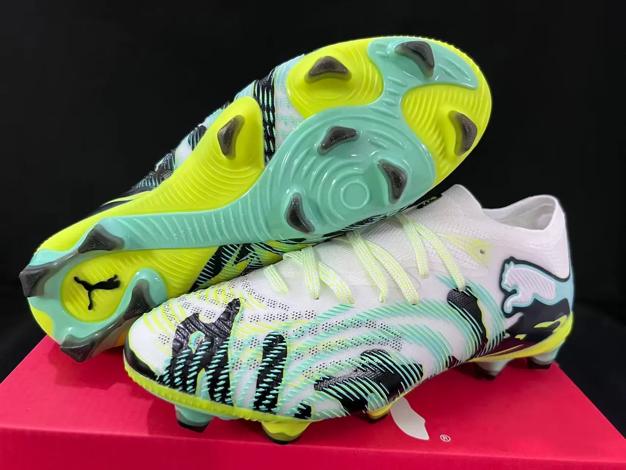 Puma Future Z jaune vert bas cut haut à encolure chaussette sol ferme chaussures de football 9