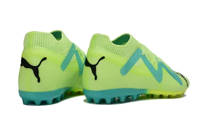 Puma Green Blue Knit Upper W-Formstrip Overlay Turf Soccer Shoes 5