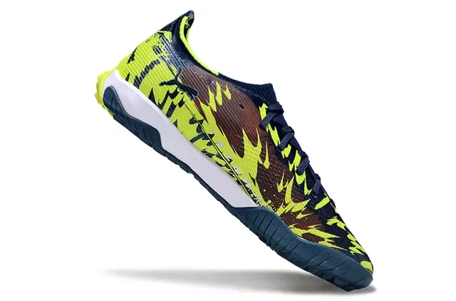 Puma Navy Yellow Low-Profile Sock-Fit Upper Dynamic Multicolor Gradient Overlay Sneakers 2