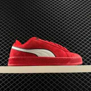 Puma Suede 50 Break Red White Quilted Upper Formstrip Side Logo Lifestyle Sneakers