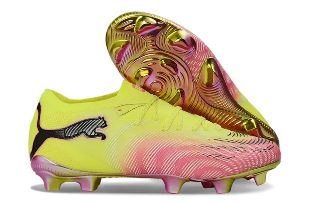 Puma Yellow Pink Low-Cut Synthetic Upper Gradient Colorway Firm-Ground Soccer Shoes 1