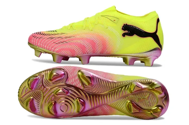 Puma Yellow Pink Low-Cut Synthetic Upper Gradient Colorway Firm-Ground Soccer Shoes 6