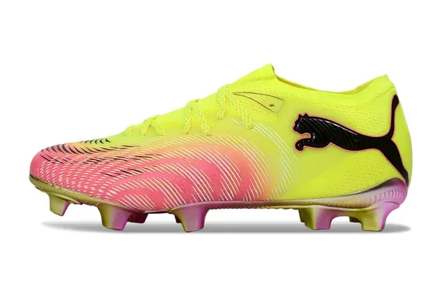 Puma Yellow Pink Low-Cut Synthetic Upper Gradient Colorway Firm-Ground Soccer Shoes 7