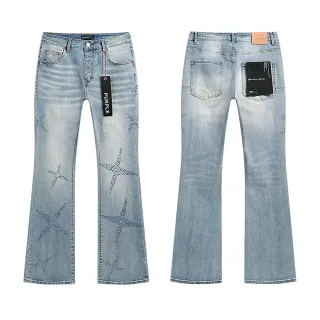 Purple Brand Jeans Denim Azul Prata Flared-Leg Lavagem Clara