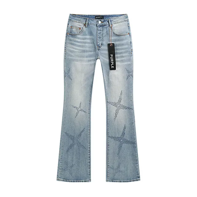Purple Brand Blue Silver Flared-Leg Light-Wash Denim Jeans 2