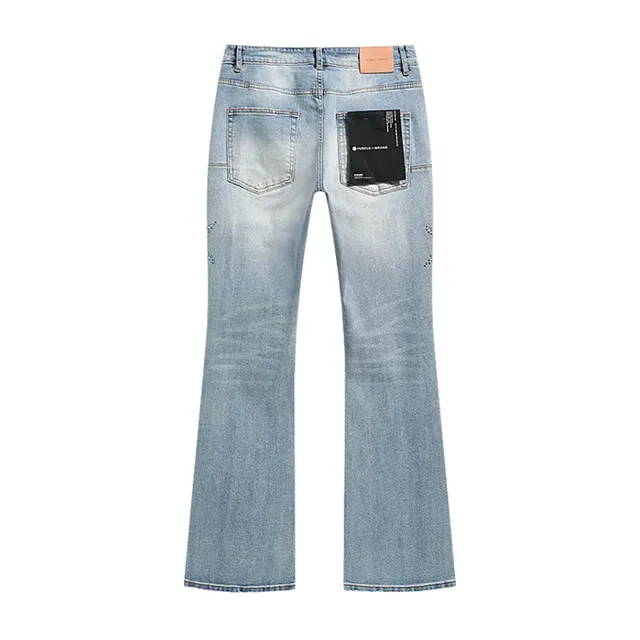 Purple Brand Blue Silver Flared-Leg Light-Wash Denim Jeans 3