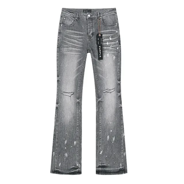 Purple Brand Distressed Flared-Leg Paint Splatter Jeans 2