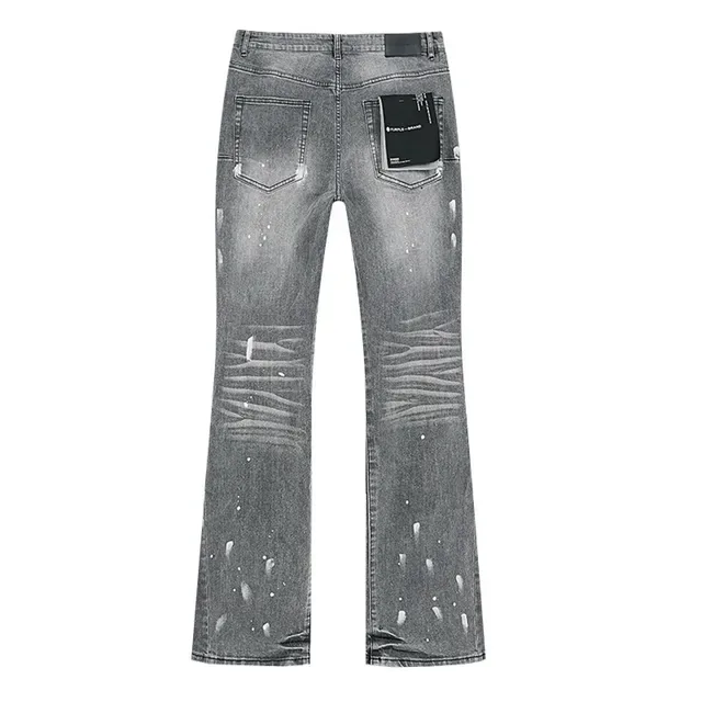 Purple Brand Distressed Flared-Leg Paint Splatter Jeans 3