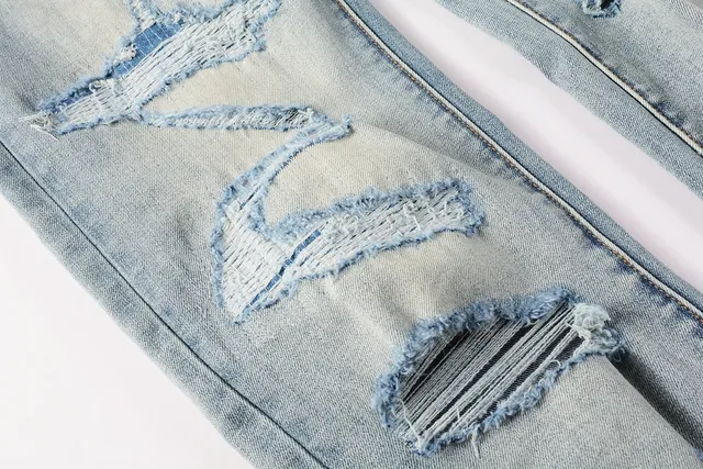 Purple Brand Distressed Light-Wash Raw-Edge Slim-Straight Jeans 8