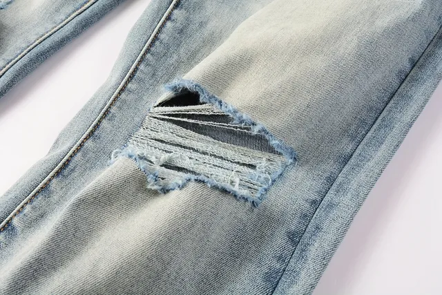 Purple Brand Distressed Light-Wash Raw-Edge Slim-Straight Jeans 9