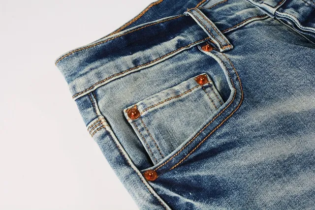 Purple Brand Distressed Light-Wash Raw-Edge Slim-Straight Jeans 12