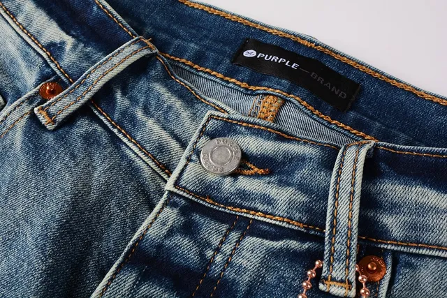 Purple Brand Distressed Light-Wash Raw-Edge Slim-Straight Jeans 14