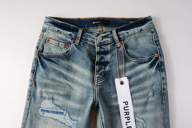 Purple Brand Distressed Light-Wash Raw-Edge Slim-Straight Jeans 15