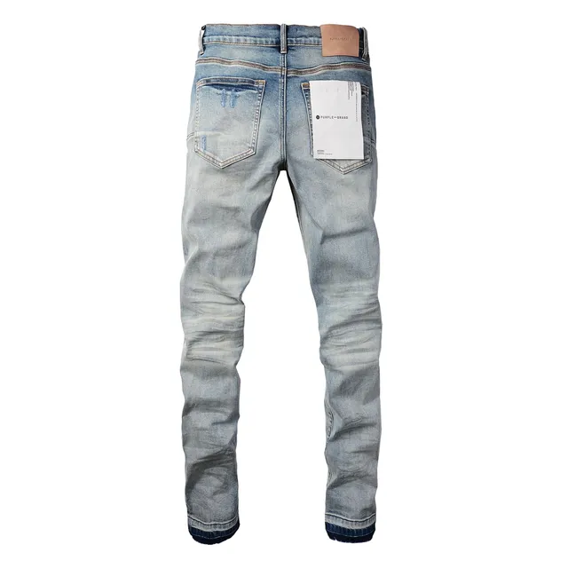 Purple Brand Distressed Light-Wash Raw-Edge Slim-Straight Jeans 16