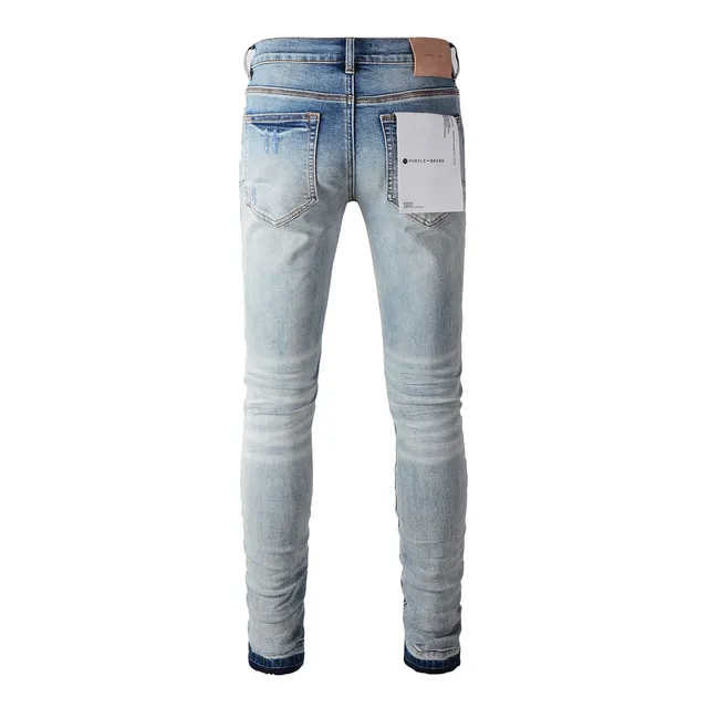 Purple Brand Distressed Light-Wash Raw-Edge Slim-Straight Jeans 18