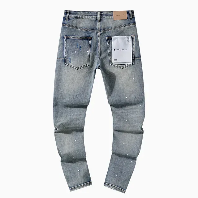 Purple Brand Distressed Paint-Splattered Tapered-Fit Mid-Rise Jeans 3