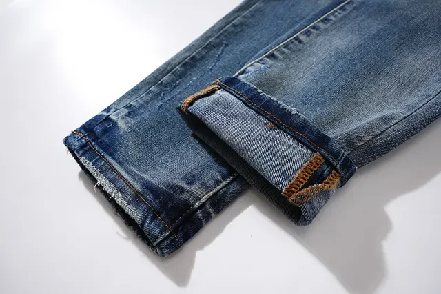 Purple Brand Distressed Slim-Tapered Blue Jeans 9