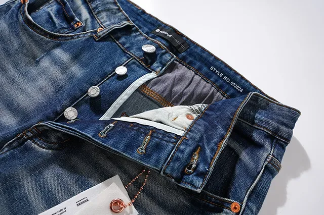 Purple Brand Distressed Slim-Tapered Blue Jeans 11
