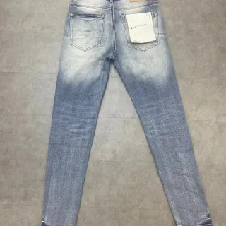 Purple Brand Light-Wash Gradient Fade Slim-Tapered Jeans