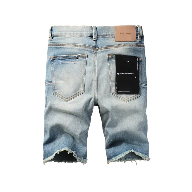 Purple Brand Medium-Wash Distressed Denim Shorts 16