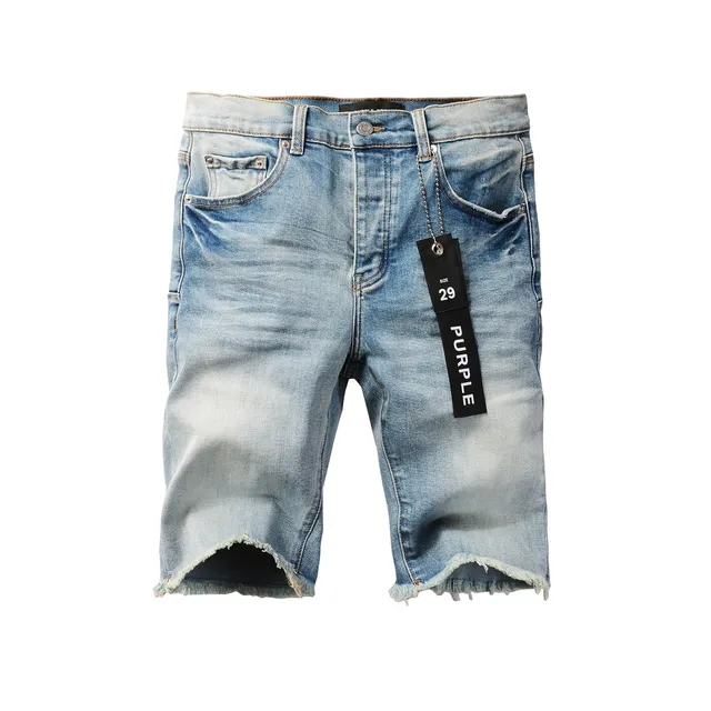 Purple Brand Medium-Wash Distressed Denim Shorts 17