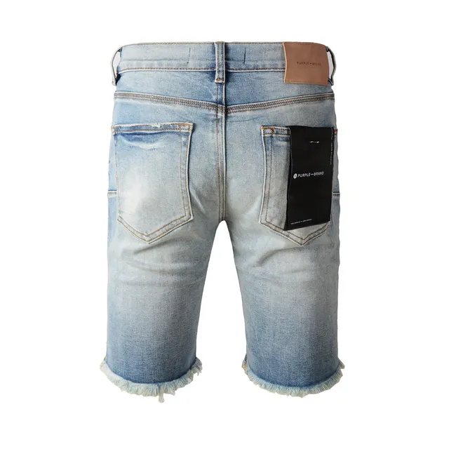 Purple Brand Medium-Wash Distressed Denim Shorts 21
