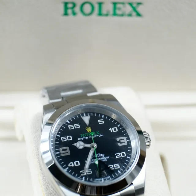 Rolex Air-King Cadran Noir Acier Inoxydable Montre Mécanique 3