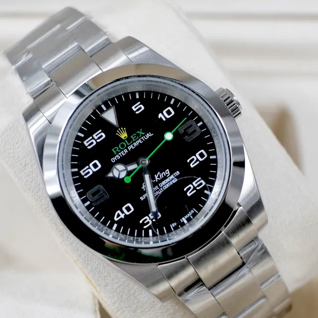 Rolex Air-King Cadran Noir Acier Inoxydable Montre Mécanique 6