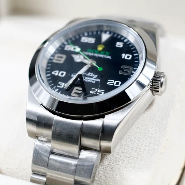 Rolex Air-King Cadran Noir Acier Inoxydable Montre Mécanique 8