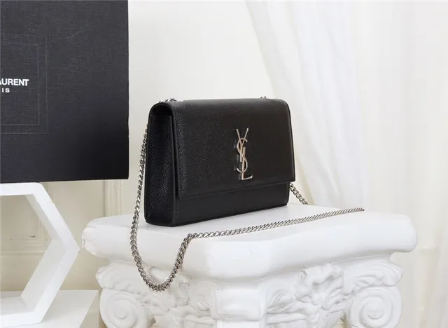 Saint Laurent Black Gold Structured Flap Strap Chain Bag 9