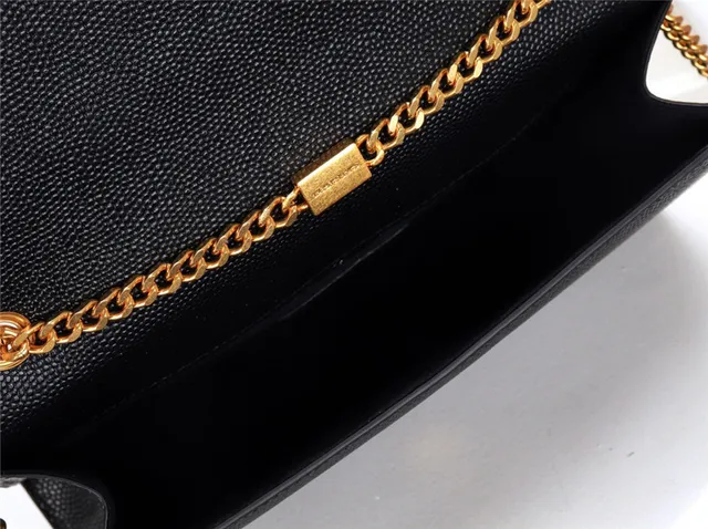 Saint Laurent Black Gold Structured Flap Strap Chain Bag 11
