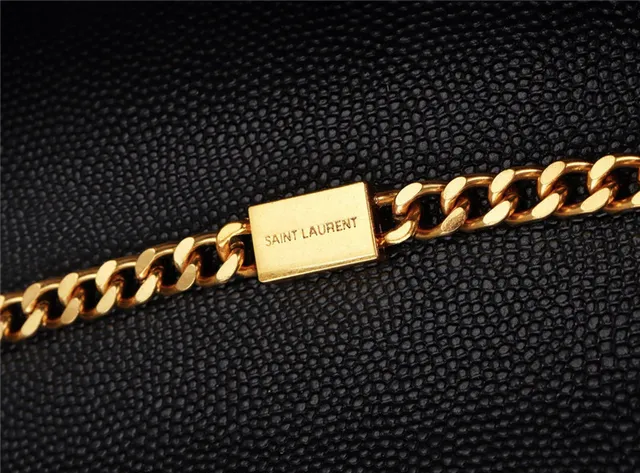 Saint Laurent Black Gold Structured Flap Strap Chain Bag 12