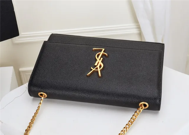 Saint Laurent Black Gold Structured Flap Strap Chain Bag 14