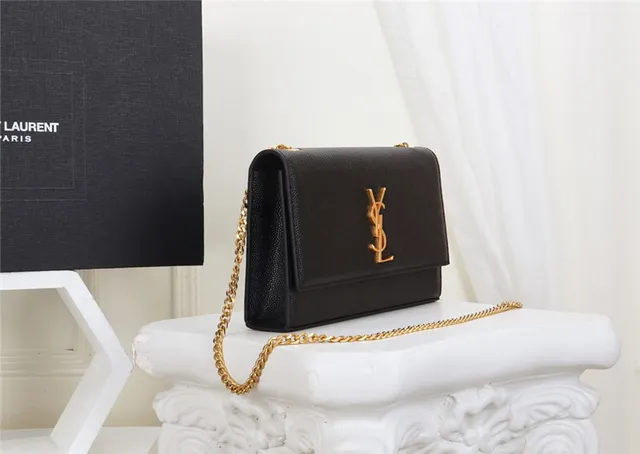 Saint Laurent Black Gold Structured Flap Strap Chain Bag 18