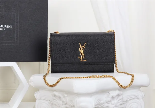 Saint Laurent Black Gold Structured Flap Strap Chain Bag 19