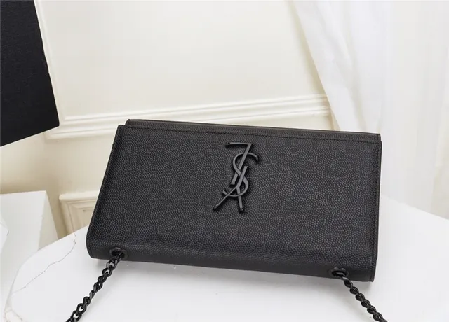 Saint Laurent Black Gold Structured Flap Strap Chain Bag 20